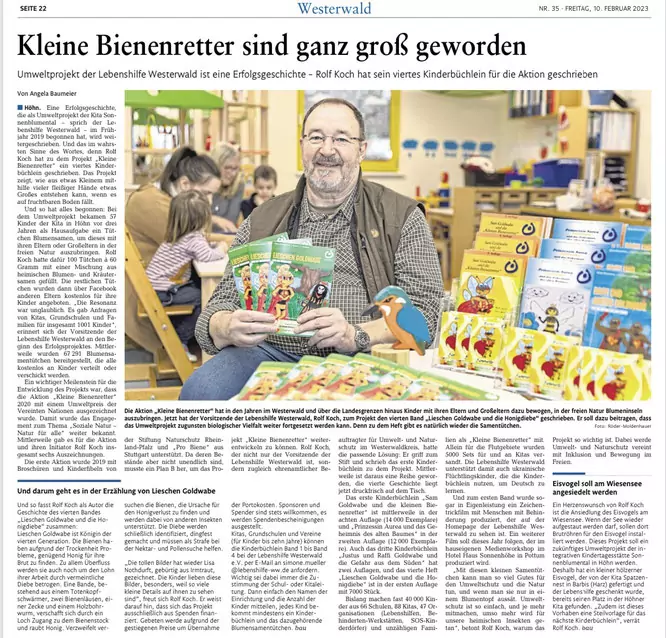 Bild von Zeitungsartikel Kleine Bienenretter