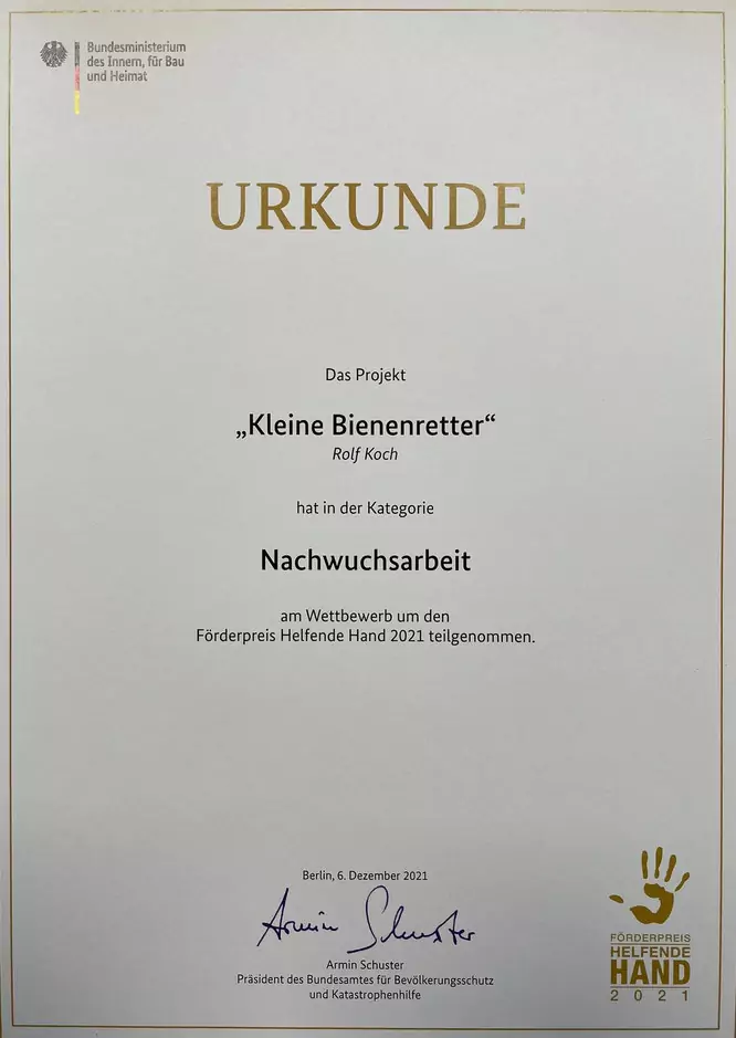 Urkunde kleine Bienenretter